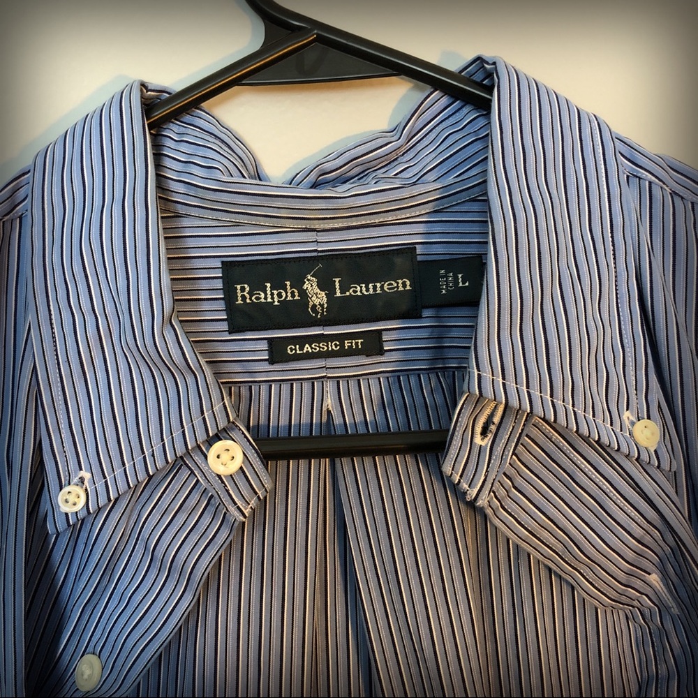 Ralph Lauren Polo L long sleeve blue dressy shirt
